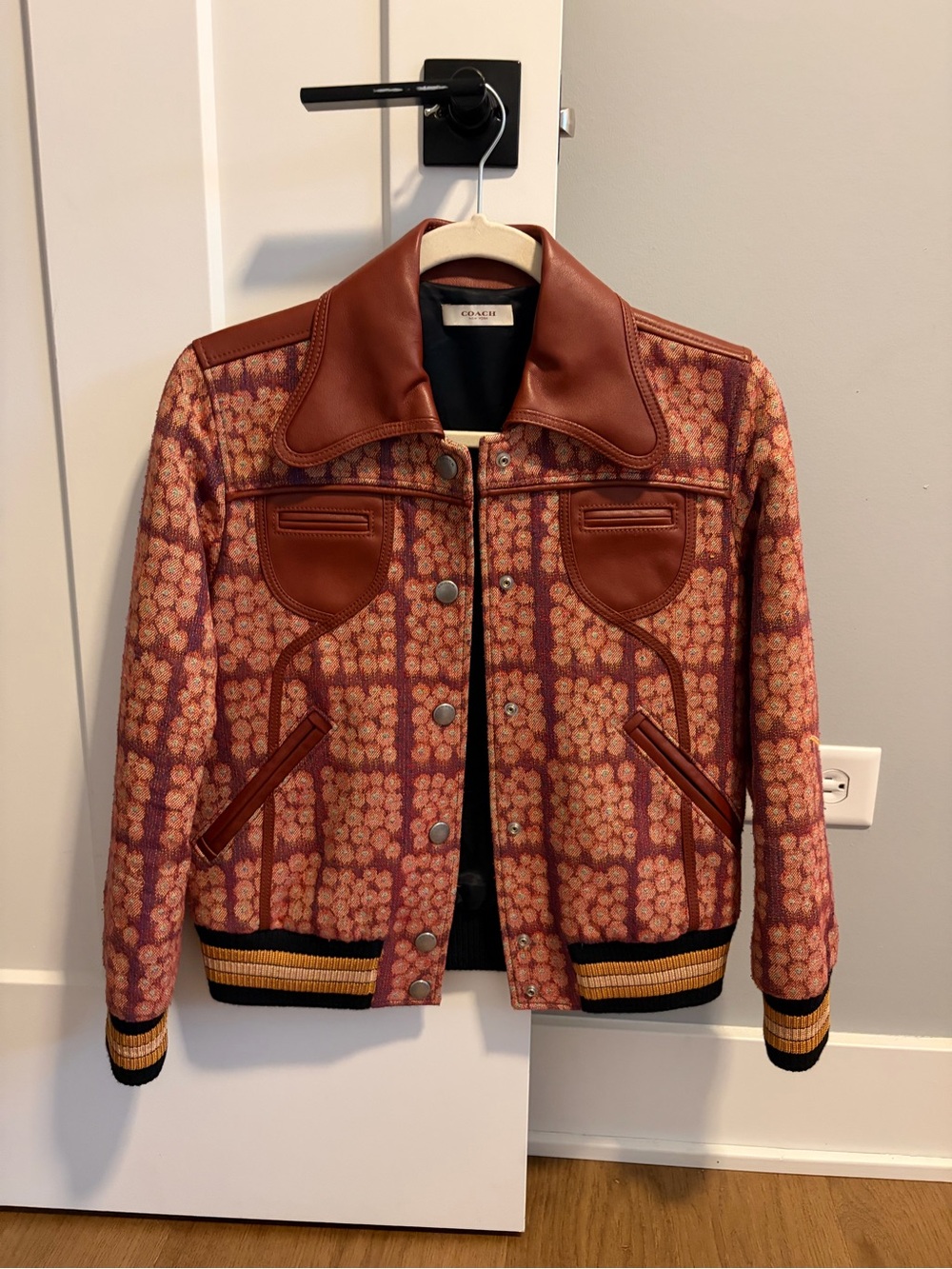 Vintage Coach Floral Jacquard Bomber Jacket